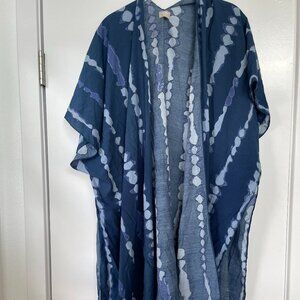 Summer & Rose Blue Coastal Print Kimono‎ Tunic Duster, Standard Size